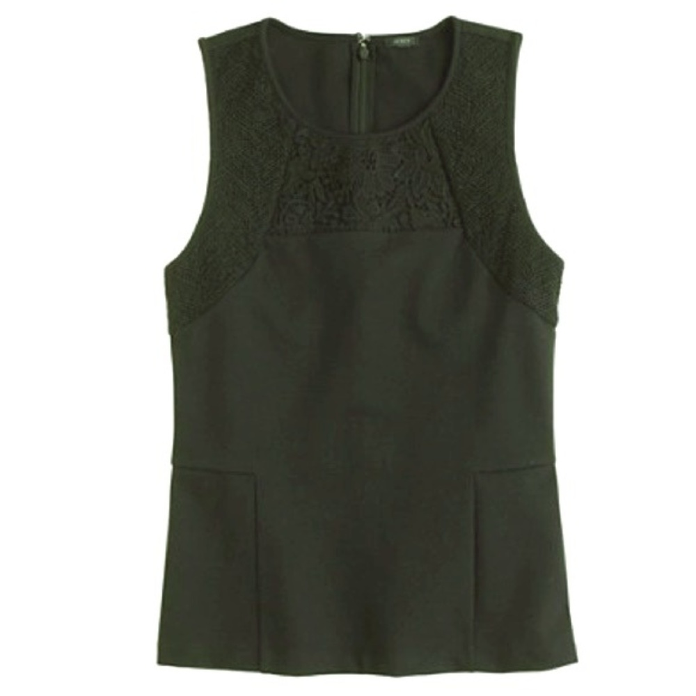 J. Crew BLACK Structured Mixed Lace Shell